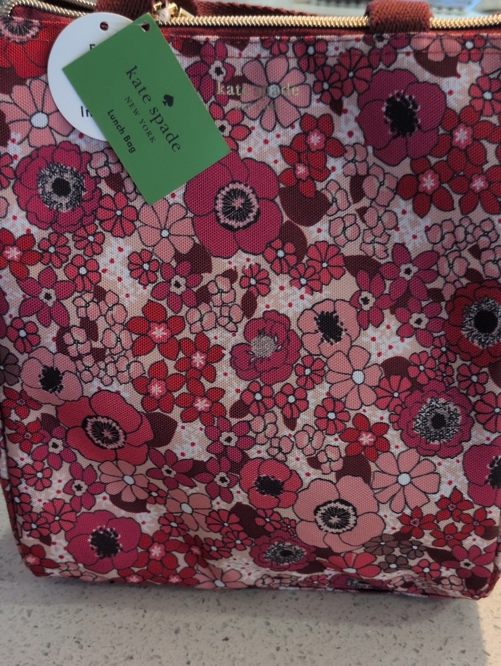 KATE SPADE Pink Multi Floral Lunch Bag Nwt